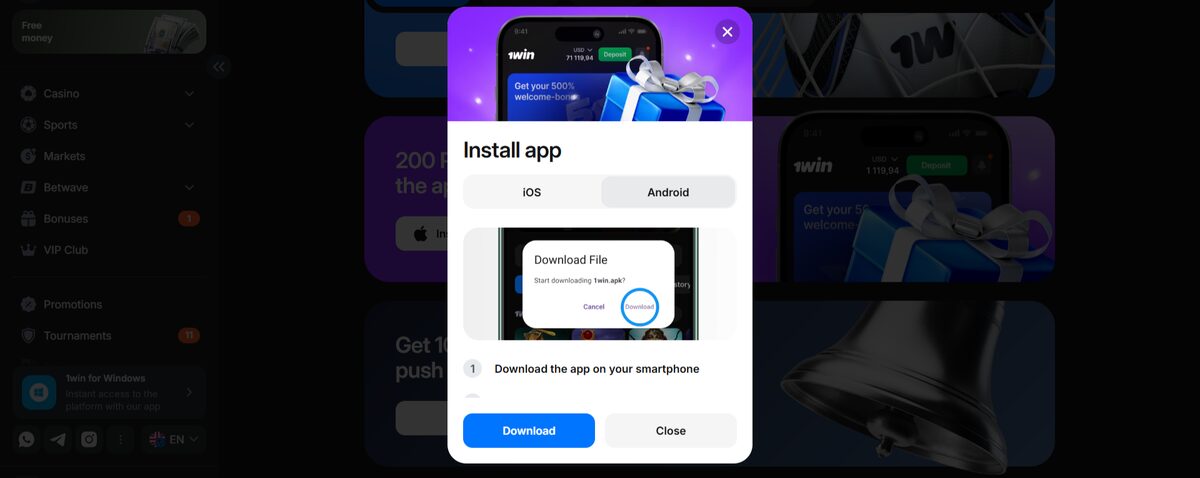 Vortex Game Download via 1win